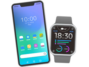 スマートフォンとスマートウォッチの絵